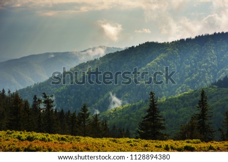 Dramatic sky clouds in Carpathian mountains