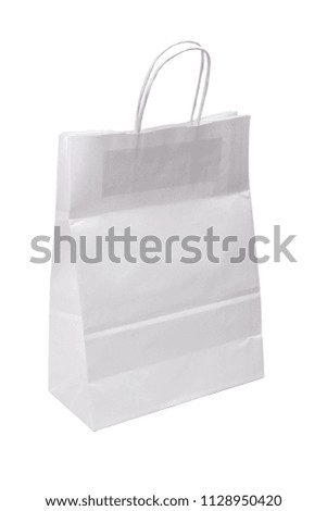 White paper shopping bag isolated on white background