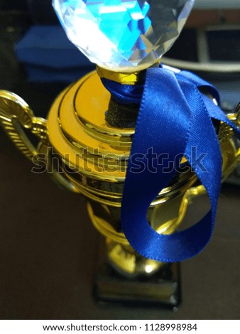 Award Trophy closeup from top view angle