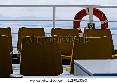 interior on a liner with a lifebuoy