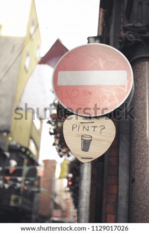 "Prohibited access" shows the pointer at the corner of the street, with a question written under it, 'Pint?