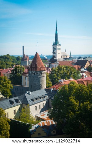 Panorama of an old Tallinn in summer in good weather.