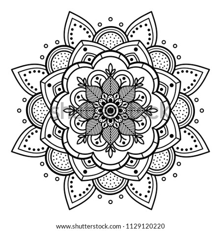Mandala pattern black and white. Decorative round ornament pattern. Anti-stress therapy patterns, coloring for adults.