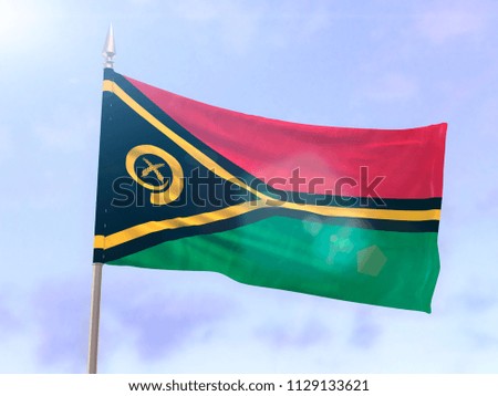 Flag of Vanuatu with sun flare