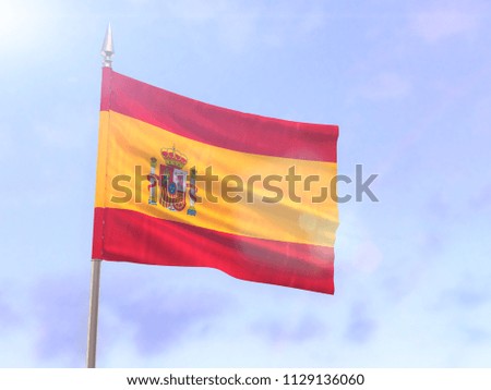 Flag of Spain with sun flare