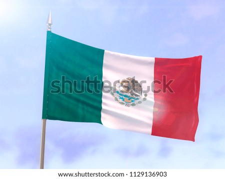 Flag of Mexico with sun flare