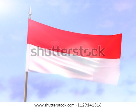 Flag of Indonesia with sun flare