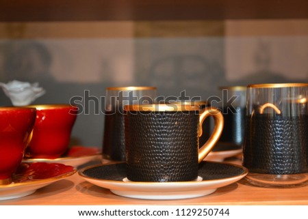 handmade decoration objects and turkish coffee cups