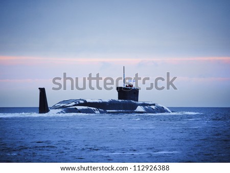 Russian nuclear submarine Royalty-Free Stock Photo #112926388