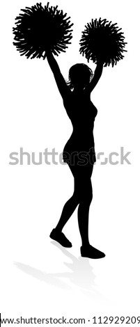 Detailed silhouette cheerleader with pompoms