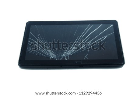 Smartphone with a broken screen isolated on a white background