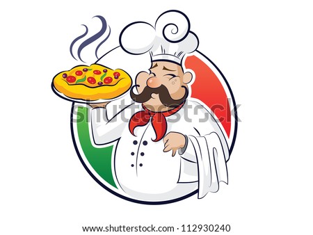 cook pizza. Vector illustration isolated on a white background