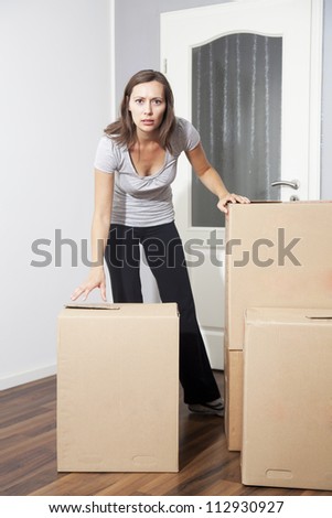 Woman moving house