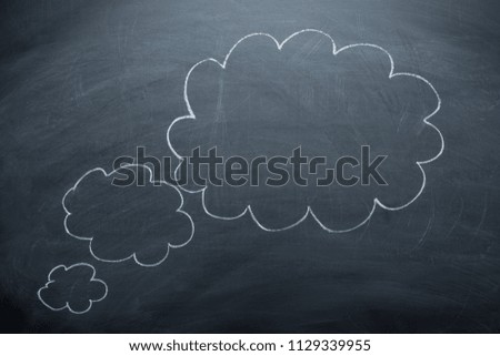 Empty clouds on a blackboard, concepts of a board for confusion, inspiration and solutions