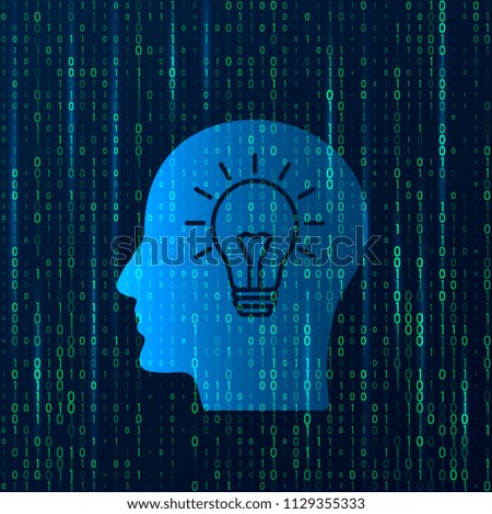 Profile silhouette of a head with a light bulb inside. The concept of new ideas, creativity and inventions. vector illustration