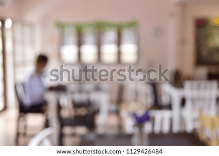 Abstract Blurred image of Coffee shop with bokeh for background usage.