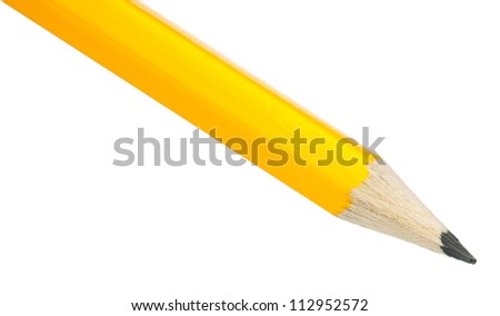 Close-up image of wooden pencil isolated on white background