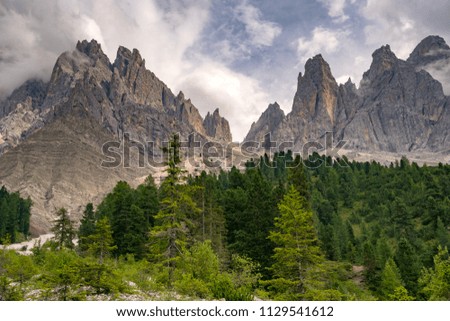 Santa Magdalena, Italy - July 21, 2017: Santa Magdalena St Maddalena Val di Funes in Dolomites Italian Alps with Furchetta mountain peak