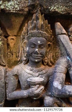 Detail of a relief at Angkor Wat (Cambodia)