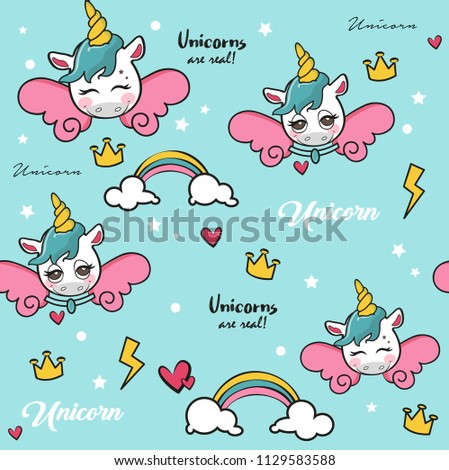 Unicorn pattern with rainbow colors