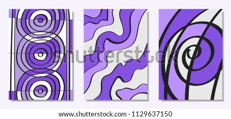 Vector Covers Set in Hand Drawn Style. Abstract Backgrounds with Handwritten Wavy Lines and Shapes, Spirals, Dots. Creative Hipster Illustration. Scribble. Vector Abstractions for Screen Wallpapers.
