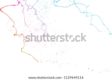Colored paint splashes isolated on white background.