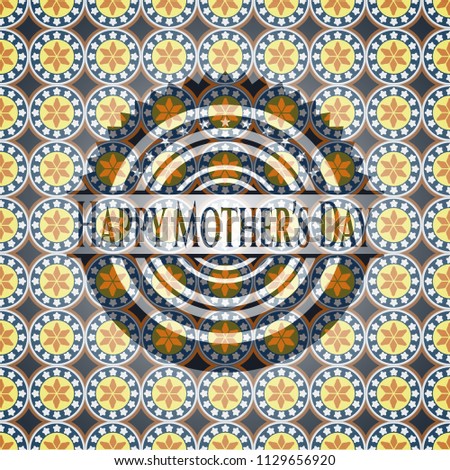 Happy Mother's Day arabesque style emblem. arabic decoration.