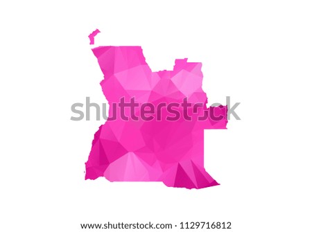 angola Map - Abstract geometric rumpled triangular low poly style gradient graphic on white background , line dots polygonal design for your . Vector illustration