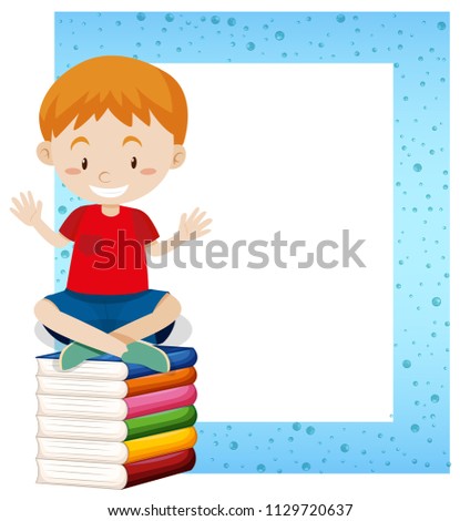 A Boy Sitting on Book Frame illustration