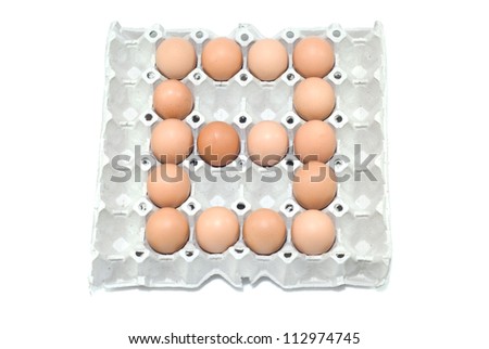 8 , eggs number on white background