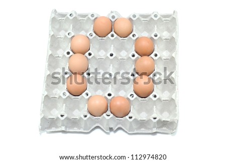 O , eggs alphabet on white background