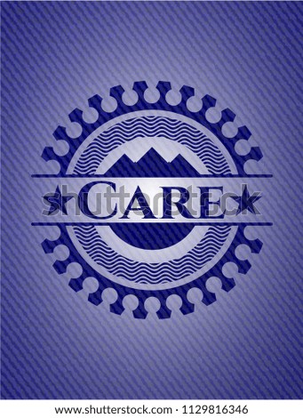 Care emblem with jean high quality background