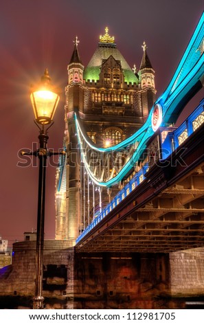 HDR image of Tower bridge at night