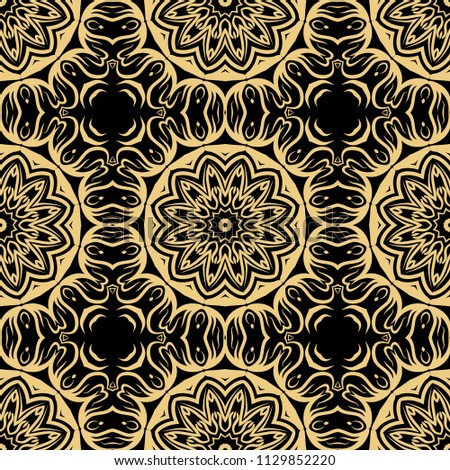 Decorative floral wallpaper for interior design. Modern geometric ornament. Seamless vector bohemian illustration