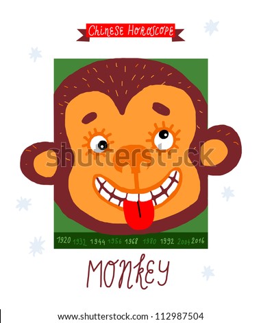 monkey. horoscope vector drawing.
