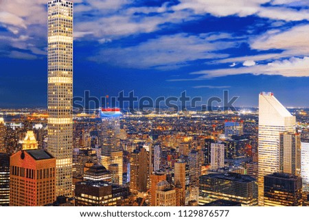 Night view of Manhattan from the skyscraper's observation deck. New York. USA.