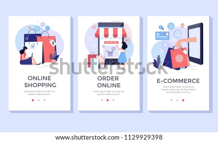 Online shopping banner, mobile app templates, concept vector illustration flat design Royalty-Free Stock Photo #1129929398