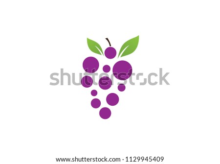 grapes with leaf icon for food apps and websites