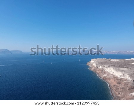 Aerial view of Santorini shoreline
