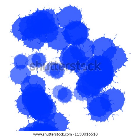 Abstract watercolor background image with a liquid splatter of watercolor paint, isolated on white. Blue tones
