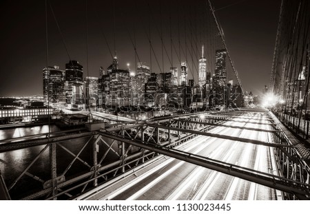 beautiful Brooklyn bridge at night.