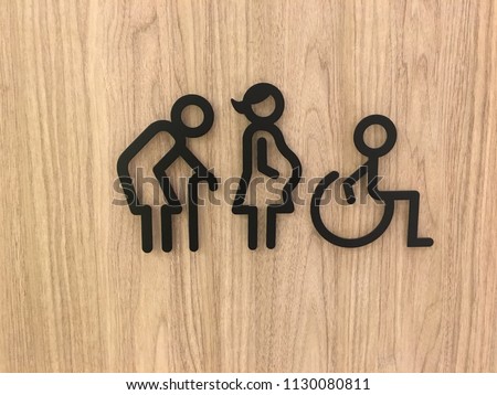Symbol of Oldman, pregnancy, handicap.