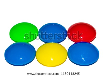color circle magnets isolated on white background, copy space for text