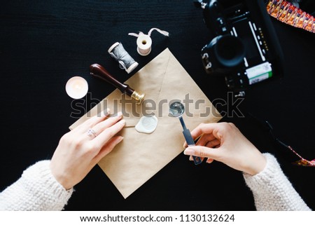 table top calligrapher, envelope tape seal sealing wax