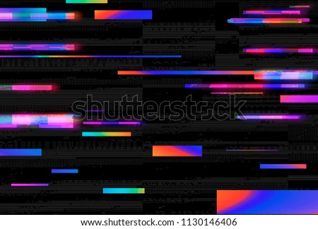 Abstract background with holographic stripes and broken pixels. Vaporwave/ synthwave style, 80s-90s aesthetic.