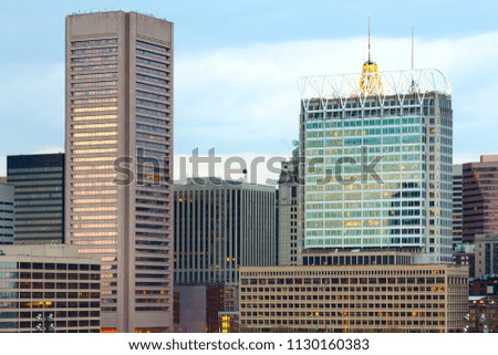 Buildings on the waterfront of Baltimore Inner Harbor, Maryland, USA
