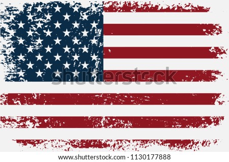 American flag in grunge style.Vector dirty USA flag.