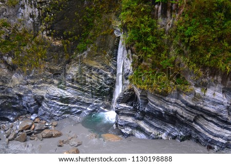 Travel Taiwan, Asia. Taroko National Park, famous tourist attraction Taroko Gorge and landscape view of Swallow Groto and Tunnel of Nine Turns. Popular tourist attractions.