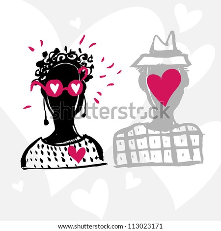 Vector love illustration with man and woman