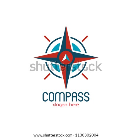 Compass logo emblem design template. Navigation equipment that explorer use to explore new area icon vector illustration